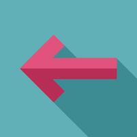 Pink arrow pointing left with long shadow on turquoise background vector