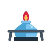 Blue alcohol burner burning with red flame for science experiment vector