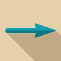 Long turquoise arrow pointing right with drop shadow on beige background vector