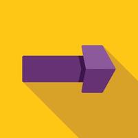 Purple arrow pointing right on yellow background with long shadow vector