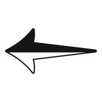 Black arrow pointing left representing previous item or back action vector