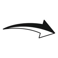 Black curved arrow pointing right on white background vector