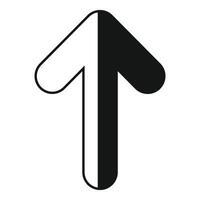 Black and white up arrow pointing forward, symbolizing progress and direction vector
