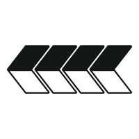 Black and white geometric arrow pointing left created by four parallelepipeds vector