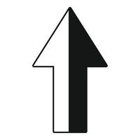 Black and white up arrow pointing upwards vector
