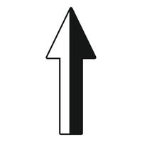 Black and white up arrow pointing forward, simple icon vector