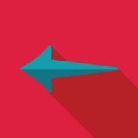 Teal arrow pointing left with long shadow on red background vector