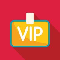 Vip badge with long shadow on red background representing exclusivity and privilege vector