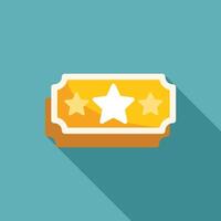 Golden ticket with three stars representing quality and success vector