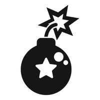 Bomb exploding with star symbol, simple black and white icon vector