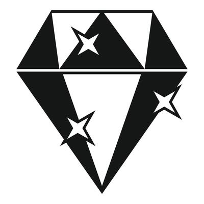 Clean diamond shining with four stars reflecting light