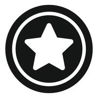 White star in black and white circle showing rating and quality vector