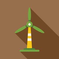 Wind turbine generating green energy with long shadow vector