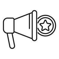 Megaphone announcing rating with star symbol for customer review vector