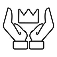 Protecting king crown with open hands, power and royalty symbol vector