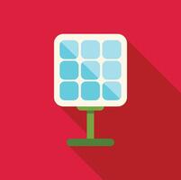 Solar panel converting sunlight into electricity on red background vector