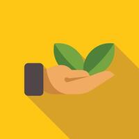 Hand holding green leaves symbolizing environmental conservation and sustainability vector