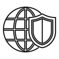 Shield protecting globe symbolizing global security and protection vector