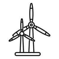 Two wind turbines generating clean energy, a symbol of sustainable power vector