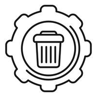 Gear containing trash can representing system cleaning process vector