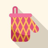 Pink oven mitt with diamond pattern and hanging loop on white background vector