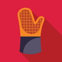 Yellow oven mitt with square pattern on red background vector