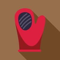 Red oven mitt with decorative stripes on brown background vector