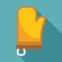 Yellow oven mitt with hanging loop on turquoise background vector