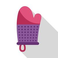 Pink and purple oven mitt with hanging loop for safe handling of hot cookware vector