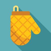 Yellow oven mitt with hanging loop on turquoise background vector