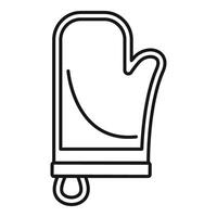 Kitchen glove hanging with loop, simple black outline for cooking and baking designs vector
