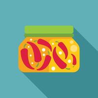 Glass jar preserving chilli peppers for long term storage vector