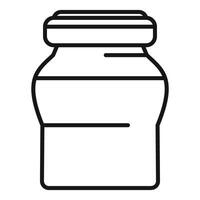 Closed jar with lid preserving food, outline icon of glass container vector