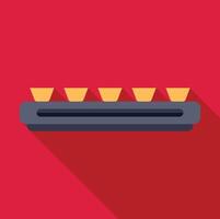 Conveyor belt transporting five identical items in a factory setting vector