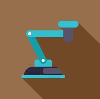 Robotic arm performing industrial task with long shadow vector