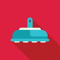 Plunger unclogging toilet or sink drain with long shadow on red background vector