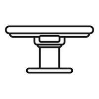 Medical examination table standing on a single support, line drawing vector