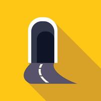Road leading into dark tunnel on yellow background vector