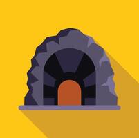 Mining tunnel entrance with glowing light inside rocky mountain vector