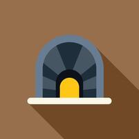 Mining tunnel entrance with light at the end, flat design icon vector