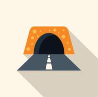 Road leading into a dark tunnel in flat design with long shadow vector
