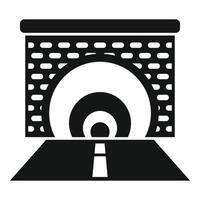 Road entering tunnel with metal grid and light at the end vector