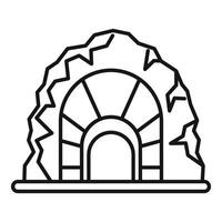 Mining tunnel entrance surrounded by rocks with cracks vector