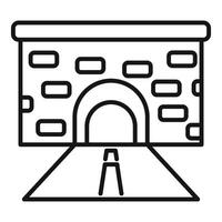 Road passing through a stone tunnel leading to an asphalt road vector