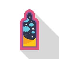Desert night sky with clouds seen through ornate window vector