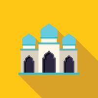 Mosque building representing islamic religion and culture with long shadow vector