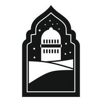 Arabic arch showing minaret and sand dunes in desert night vector