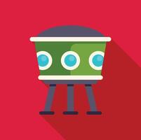 Green alien spaceship landing on a red planet vector