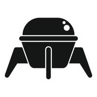 Small spacecraft hovering with landing legs extended, simple icon vector