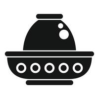 Alien spaceship flying in space with portholes vector